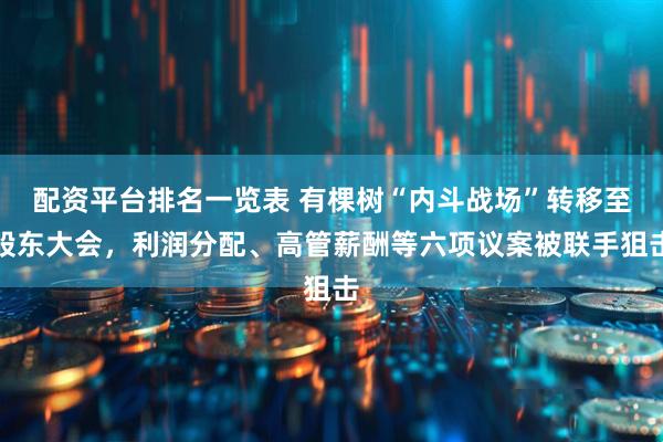 配资平台排名一览表 有棵树“内斗战场”转移至股东大会，利润分配、高管薪酬等六项议案被联手狙击