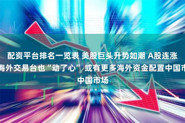 配资平台排名一览表 美股巨头升势如潮 A股连涨让海外交易台也“动了心” 或有更多海外资金配置中国市场